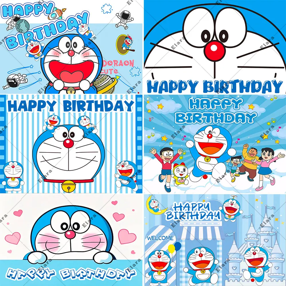 

Cute D-Doraemon Theme Children Birthday Party Decoration Japan Cartoon Blue Cat Backdrop Banner for Baby Shower Kids Gifts Boys