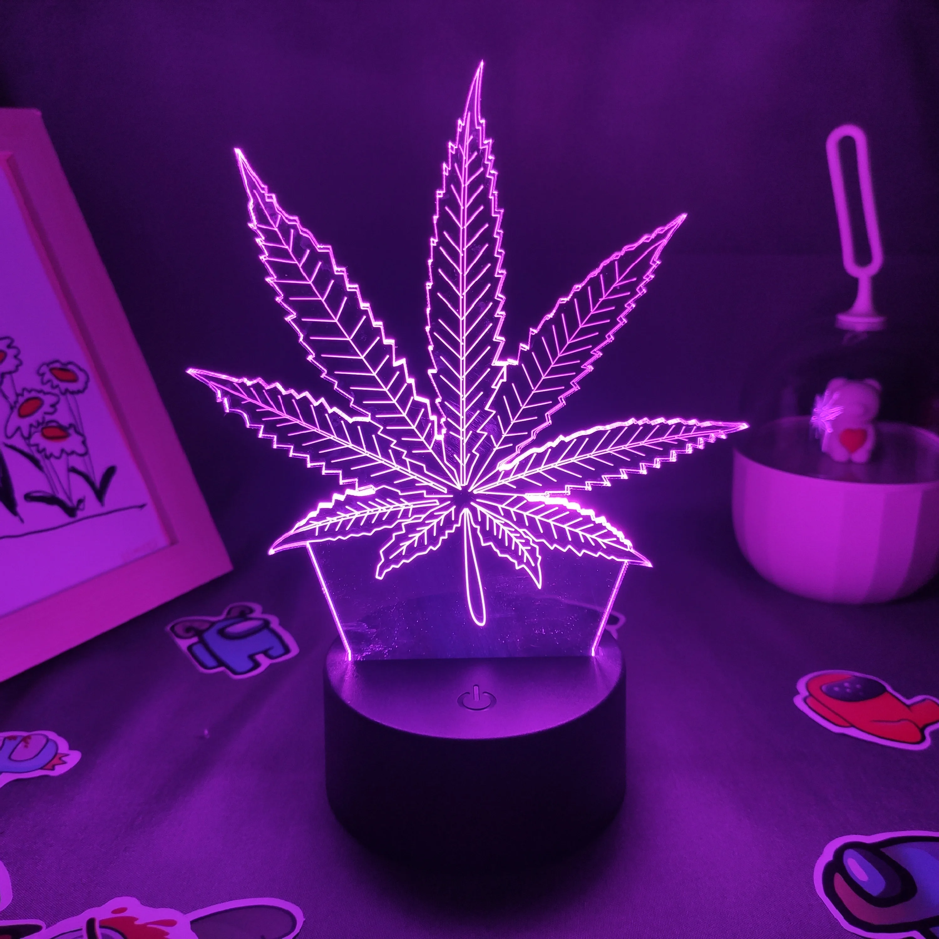 Maple Leaf Lamp 3D LED Night Lights Cool Gifts for Friend RGB Entertainment Lava Lamp Bedroom Bedside Office Table Decoration