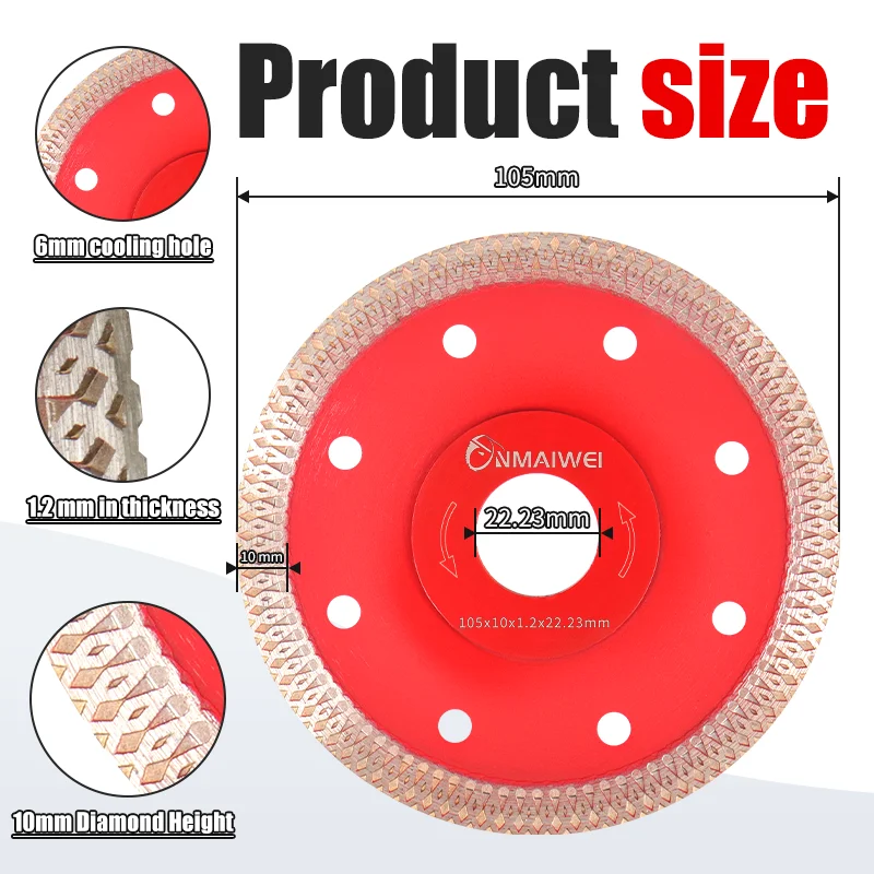 5 Inch / 4.5Inch Super Thin Diamond Blade 2Pcs for Porcelain/Ceramic/Granite/Marble, Smooth Cutting Wheel Disc for Angle Grinder