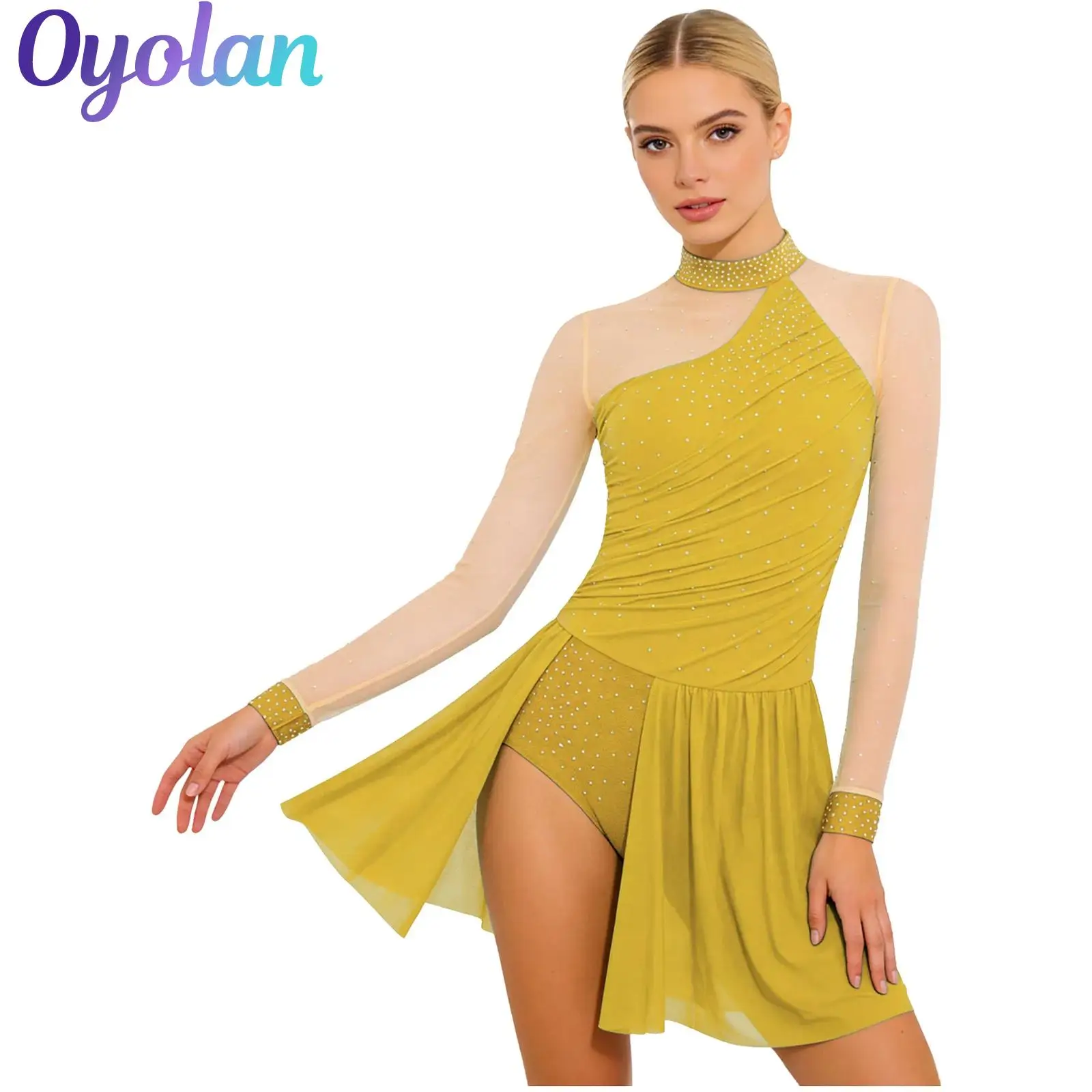 Vestido de Gimnasia con Pedrería para Mujer, Traje de Ballet, Danza Moderna y Contemporánea, Vestuario para Espectáculos de Danza Lírica