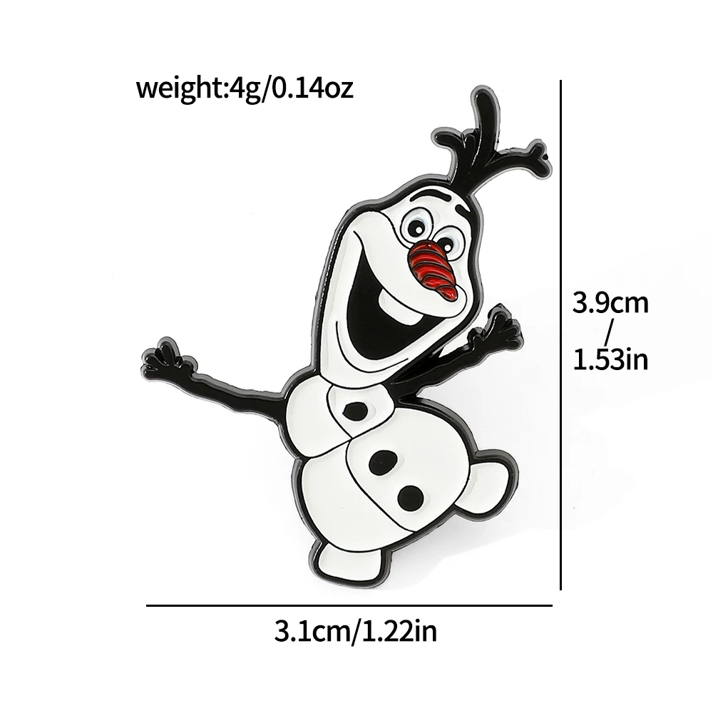 2 Pcs Cartoon Frozen Brooch Cute Funny Olaf Enamel Pin Metal Badge Jewelry Clothing Backpack Accessories Christmas Gift