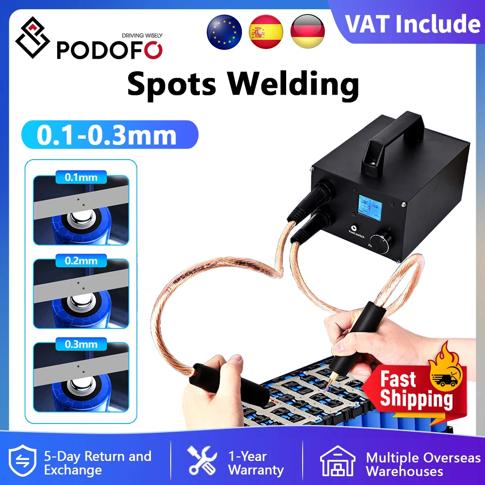 Podofo 250 vitesses points Machine de soudage Double condensateur stockage d'énergie soudage à double impulsion 0.3mm feuille de Nickel batterie soudeuse par points