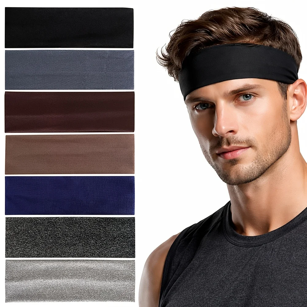 7/1Pcs Soft Elastic Sports Headbands Anti-Slip Sweat Wicking For Men Women Yoga Running Daily Fitness Fashion Hair Solid color