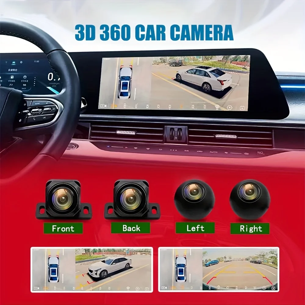 360 Degree Panoramic Car Rearview Camera- Night Vision Full Color AHD1080P Front+Rear+Left+Right Surround View for Android Radio