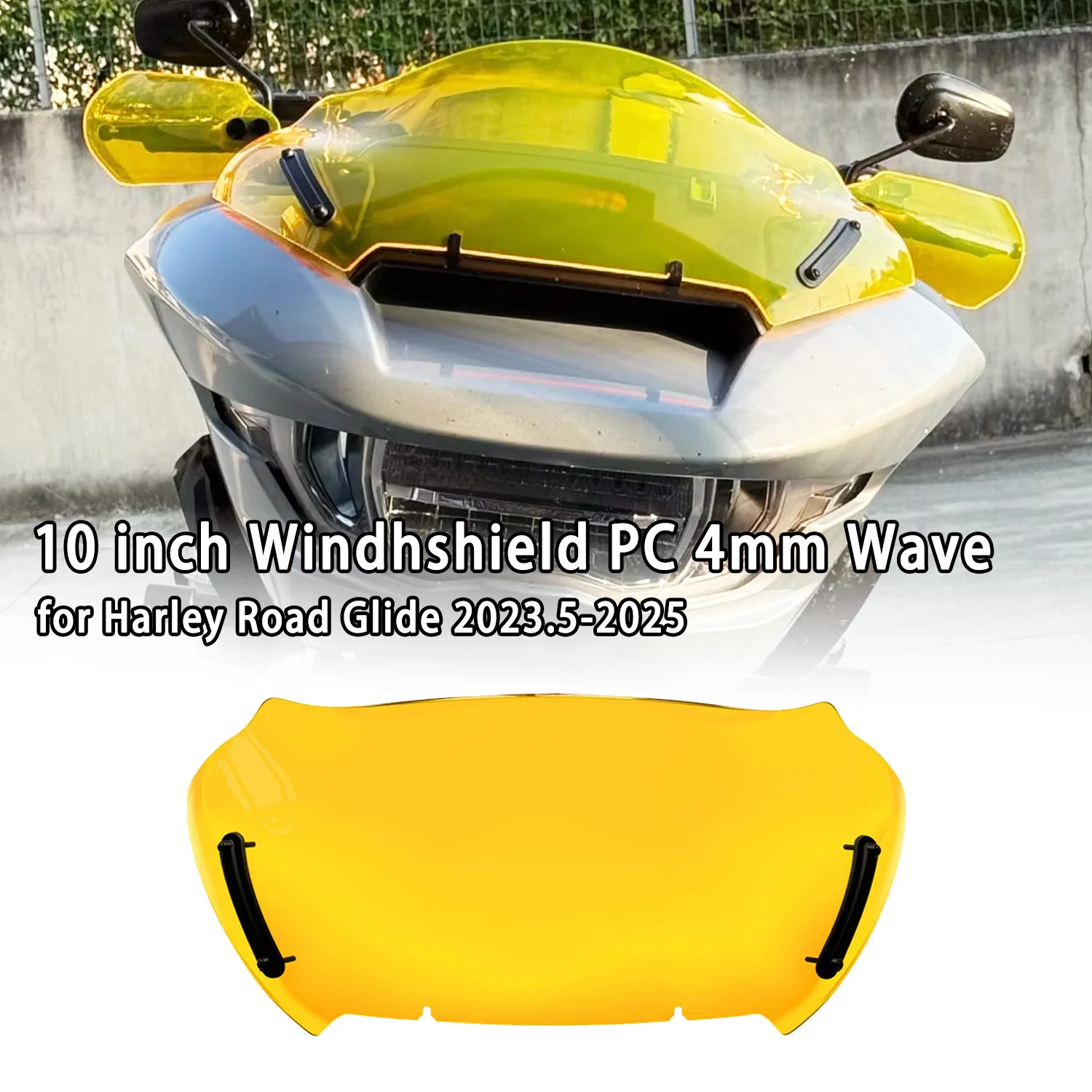 

Motorcycle Accessories 10 inch Windshield PC 4mm Wave Windscreen for Harley Touring Road Glide 2023.5-2025