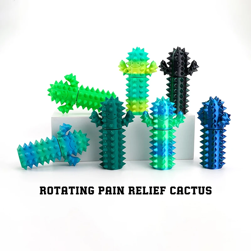 3D Printing Portable Pain Rotating Cactus Plant Stimulation Finger Massage Stick Fingertip Decompression Desktop Ornament