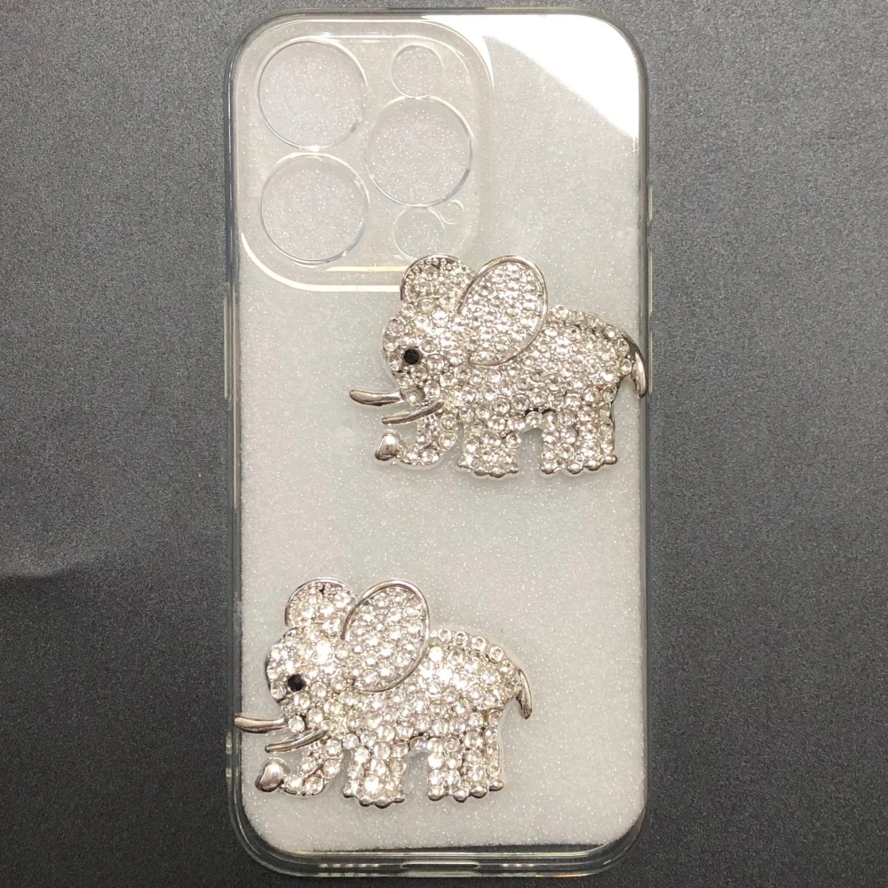 

2Pcs Bling Luxurious Full Rhinestone Elephant Charms Cartoon Animals Diy Crafts Junk Phone Case Decorations Jewelry Accessories