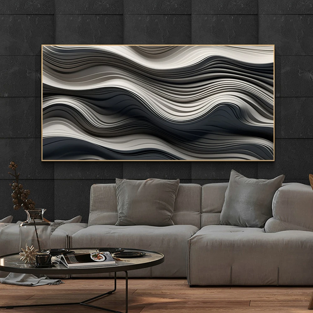 1pc frameless Modern Simple Ripple Light Luxury Canvas Painting Abstract 3D Geometric Texture Art Posters Nordic Style Living Ro