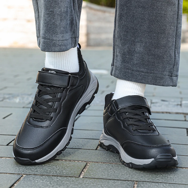 Herren-Sneaker, wasserdicht, bequem, strapazierfähig, Wanderschuhe, klassische unifarbene Outdoor-Camping-Freizeitschuhe, klobige Sneaker – Detail 14