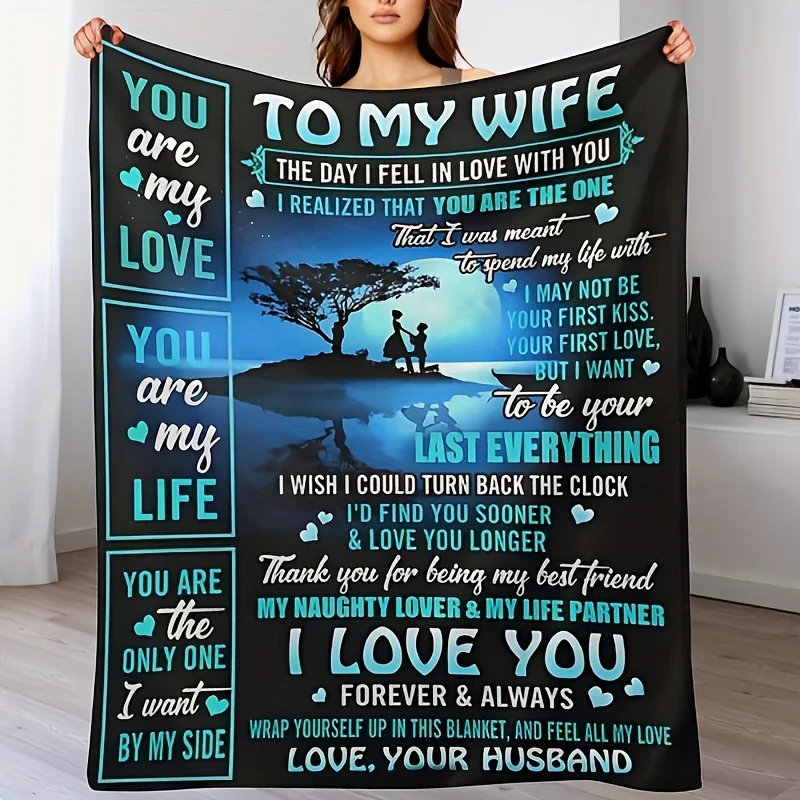 Romantic Couple Love Blanket Throw for Anniversary Valentine's Day Gift Cozy Keepsake for Him Her