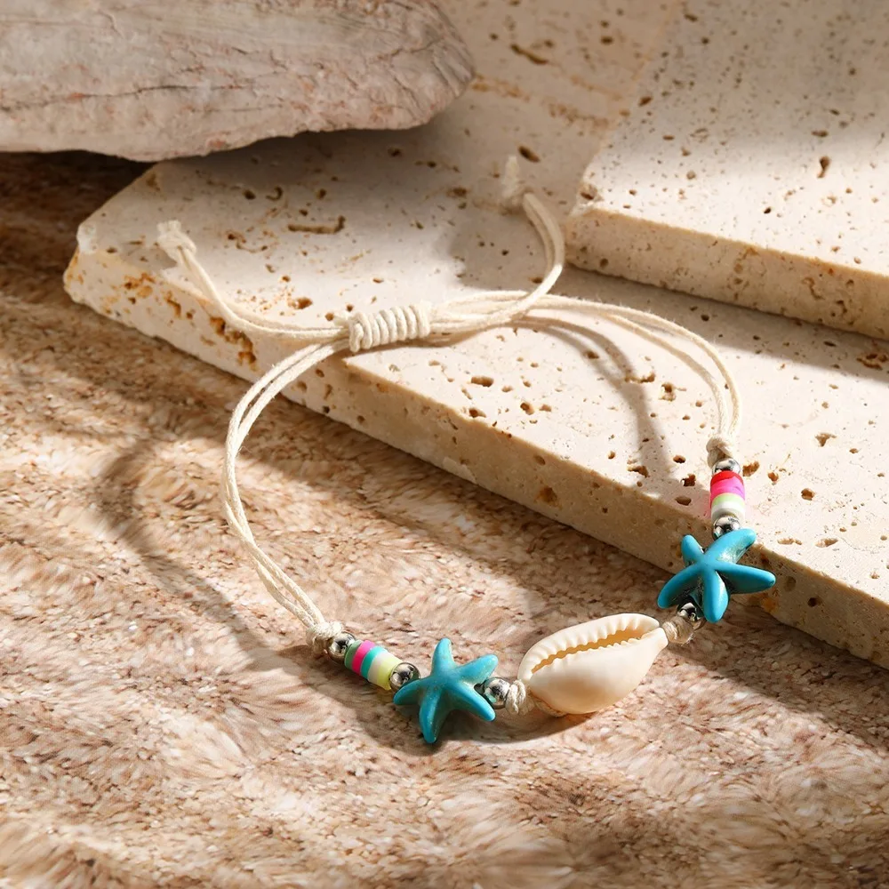 Daily Sea Series Starfish Beaded Bracelet Bohemian Ornaments Turtle Woven Bracelet Colorful Jewelry Shell Beaded Handstring Gift