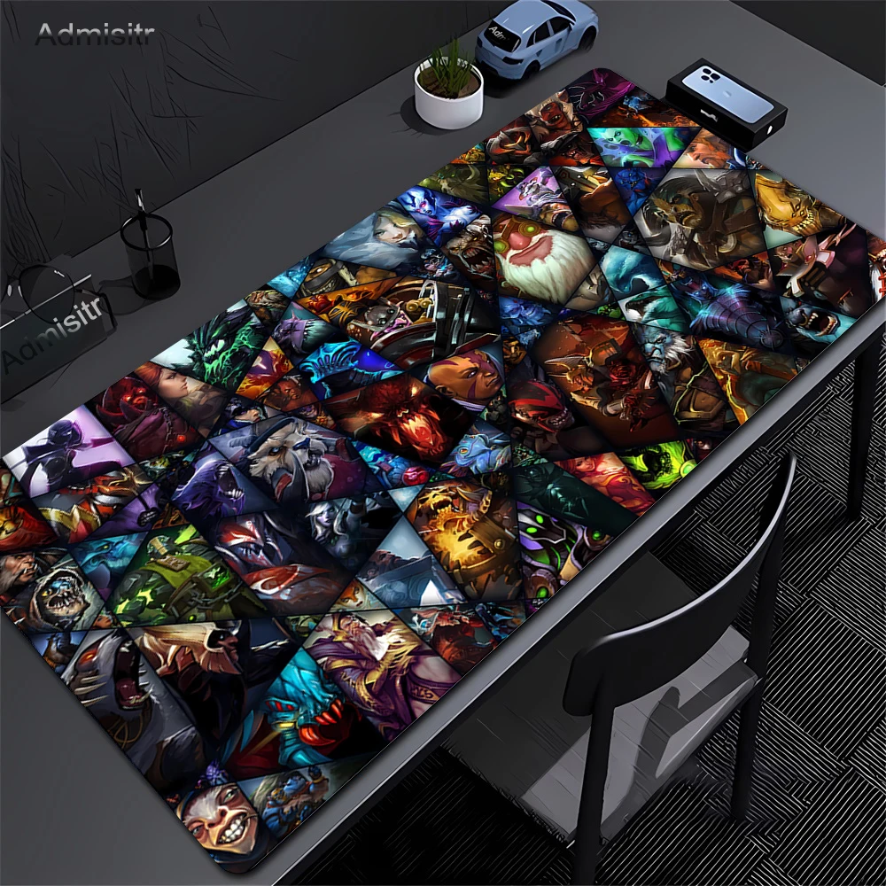 لوحة ماوس كبيرة للألعاب أنيمي طاولة حاسوب حصيرة دوتا 2 لعبة قفل حافة لوحة المفاتيح لوحة الماوس ألعاب HD طباعة سجادة ماوس غير قابلة للانزلاق XXL
