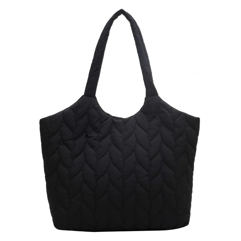 Women's Tote Bag One Shoulder Handbag New Fashion Casual Versatile Large Capacity Solid Color Simple Cotton Filling