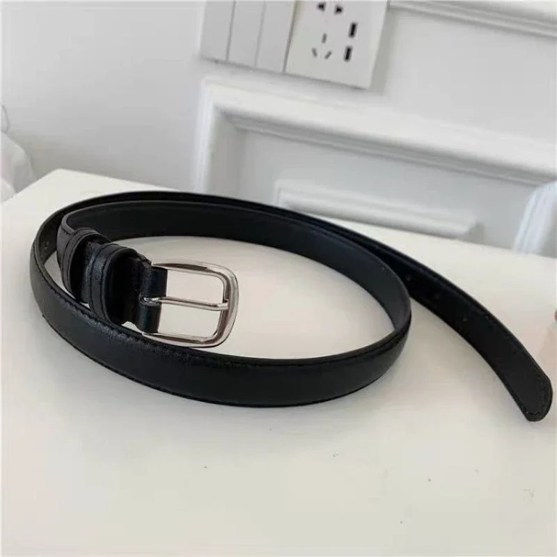 

Genuine Leather Simple Classic Fashion Belt Luxury High-end Women's Belt 2024 New First-layer Cowhide Black Thin Belt