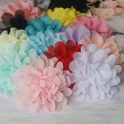 5Pcs 11CM 3D Large Chiffon Artificial Simulated Fabric Flowers Wedding Decoration Girls Headwear Accessories DIY Fake Flower