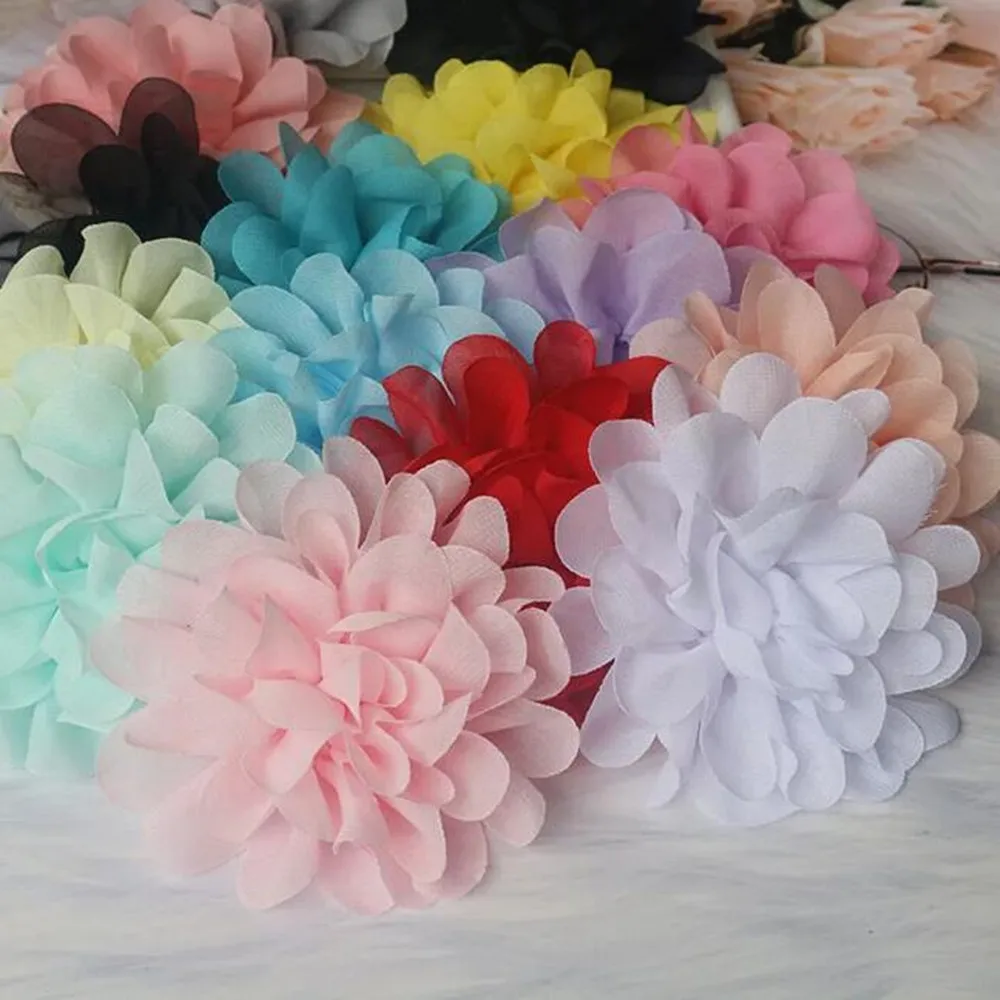 5 sztuk 11CM 3D duża szyfonowa sztuczna imitacja tkaniny kwiaty dekoracje ślubne dziewczyny nakrycia głowy akcesoria DIY sztuczny kwiat