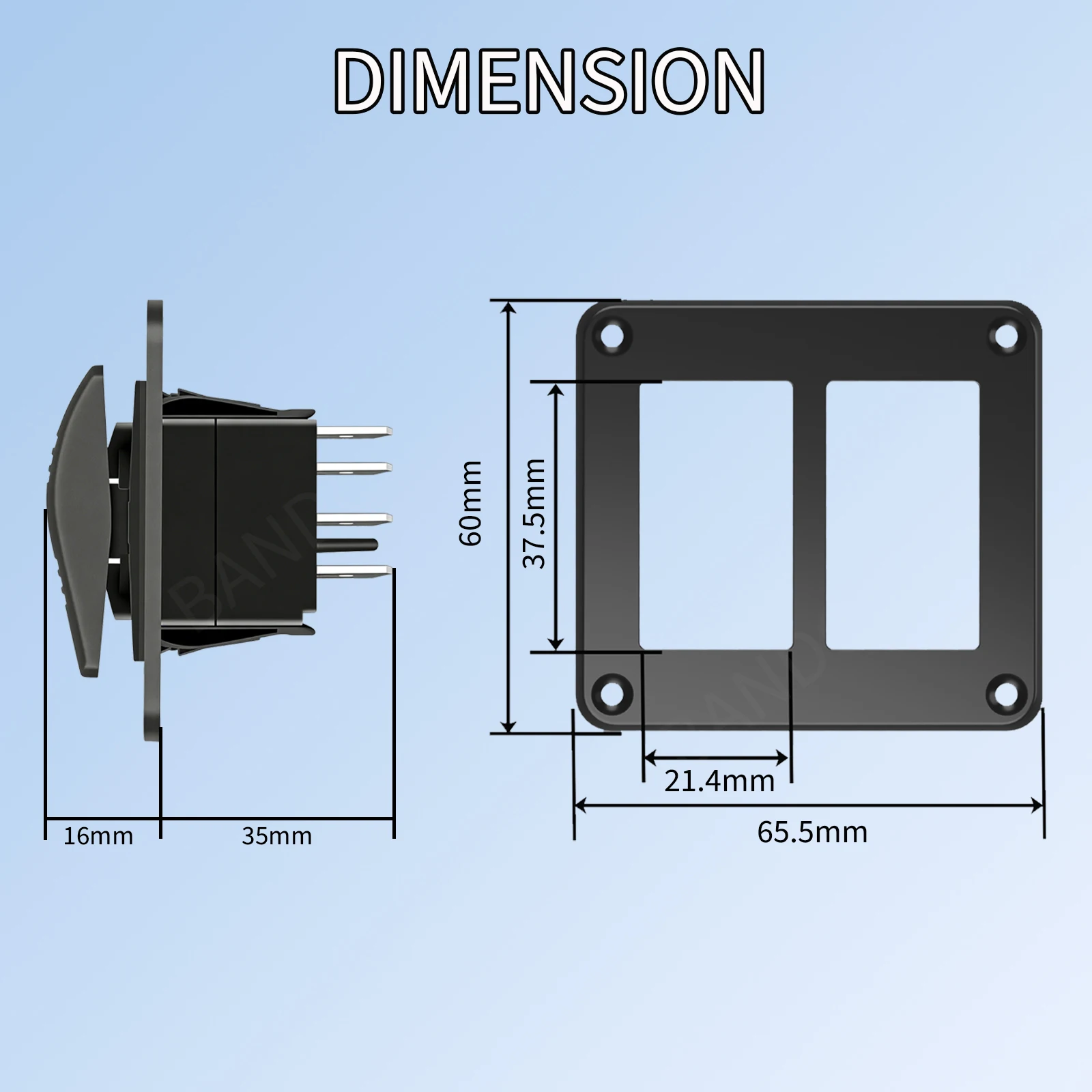 Bilge Pump Switch Panel ON-Off-ON Latching Rocker Switch Panel for Marine Boat Console 12V/20A 24V/10A Waterproof