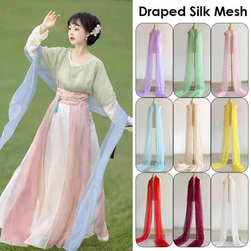 

Traditional Chinese Chiffon Dance Shawl Hanfu Long Ribbon for Cultural Costume Performance and Stage Wear