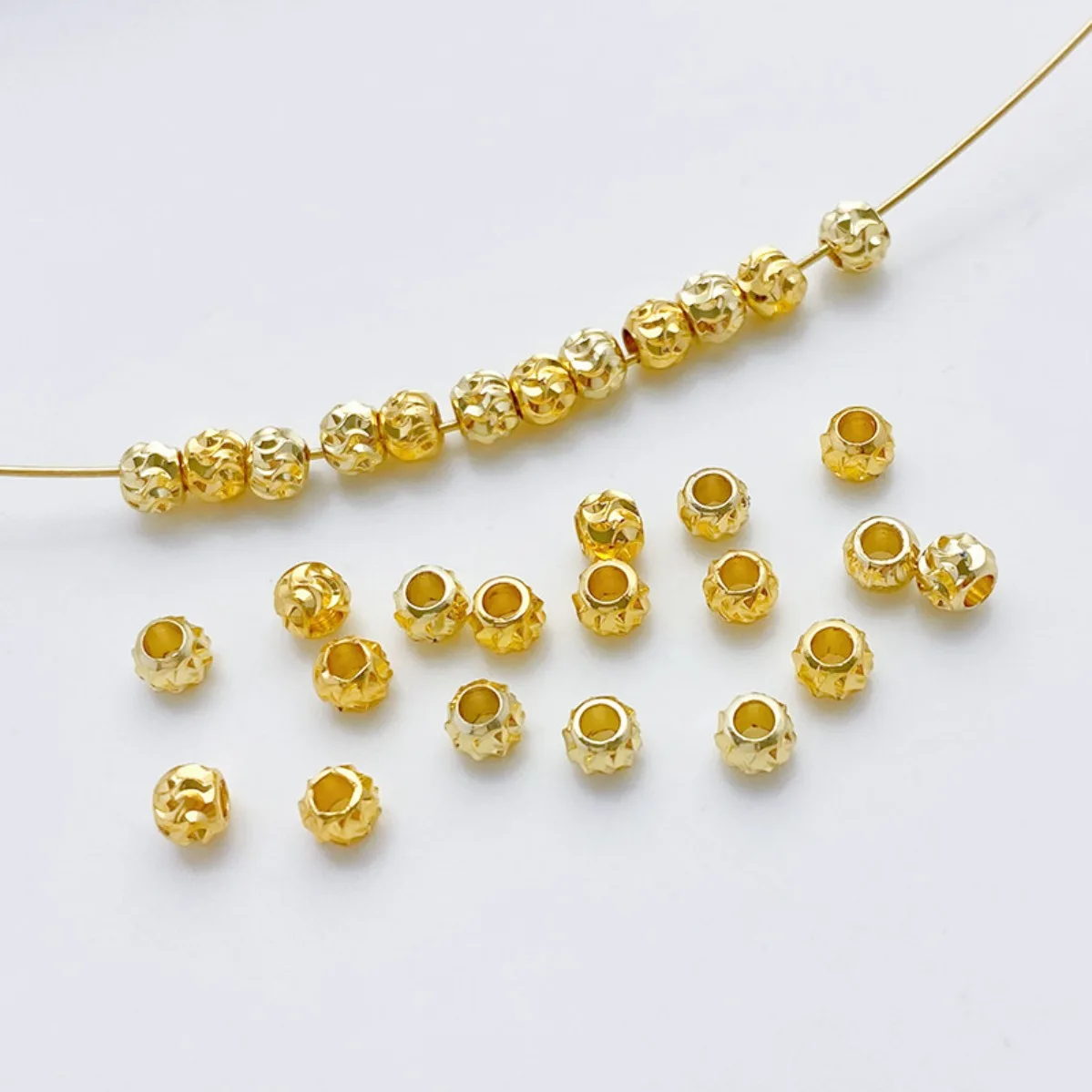14K Gold Plated Color Retention S Pattern Watermelon Spacer Loose Beads DIY Bracelet Necklace Jewelry Findings