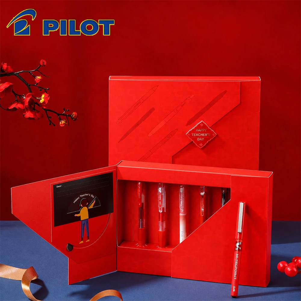 6PCS/Set Japan Pilot Gel Pen Red Ink Large Capacity Smooth Writing 0.5mm Teacher's Day Gift Office Accessories School Stationery