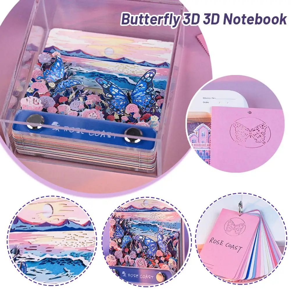 3D Sticky notes, Rose Coast Time Piece , DIY Tear Away Paper Carving Sticky Note, Cards for Office Home Gifts Ornaments H8R8