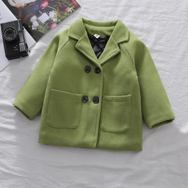 1-6 Years Autumn Winter Handsome Boys Coats Lapel Collar Design Woolen Jacket For Kids Children Birthday Present