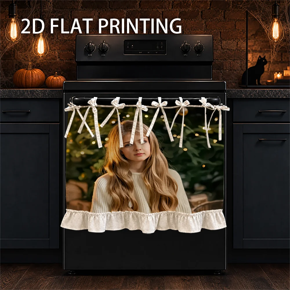 1pc custom-made cabinet door dust cover and tie-back oven curtain, suitable for kitchens, dining rooms, and bathrooms
