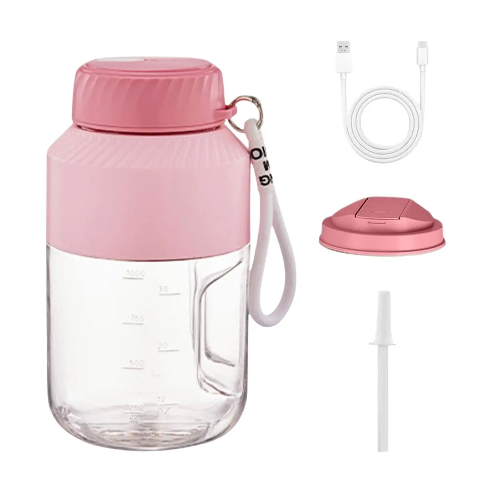 야외 및 사무실 사용을 위한 뚜껑과 스트랩이 있는 USB 전기 주서기 컵