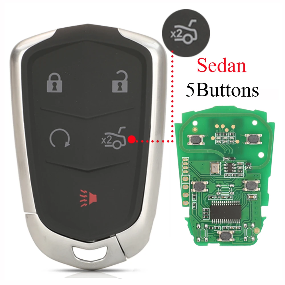 Jingyuqin Fernbedienung Autoschlüssel 315Mhz 433Mhz ID46 Chip für Cadillac ESCALADE /ESCALADE ESV 2015-2019 XTS CTS CT6 ATS HYQ2EB HYQ2AB