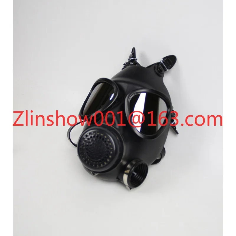 FMJ05 new type 87 gas mask breath control, silver-plated single lens black lens full mask