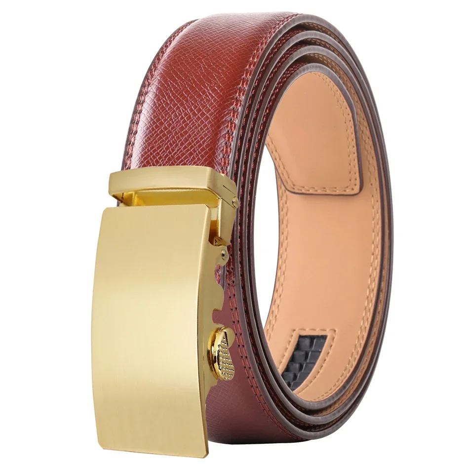 Gold Automatic Buckle Male Belt Brown Black White Blue Gray Leather Belts For Men High Quality Luxury Mens Belts Casual B514