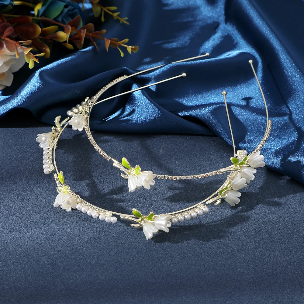 Lily of the Valley Hair Bands Headband Girls Diamond Chain Hairband Girls Elegant Retro Hair Accessories Hair Hoops Headwear