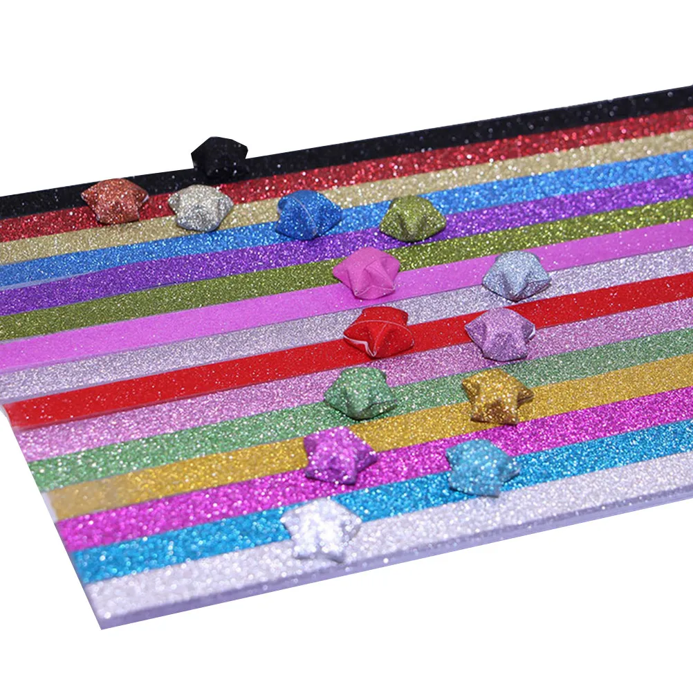 20Pack Rainbow Star Folding Paper Glitter Colorful Five Star Paper DIY Craft for School Teacher Handcraft Projects