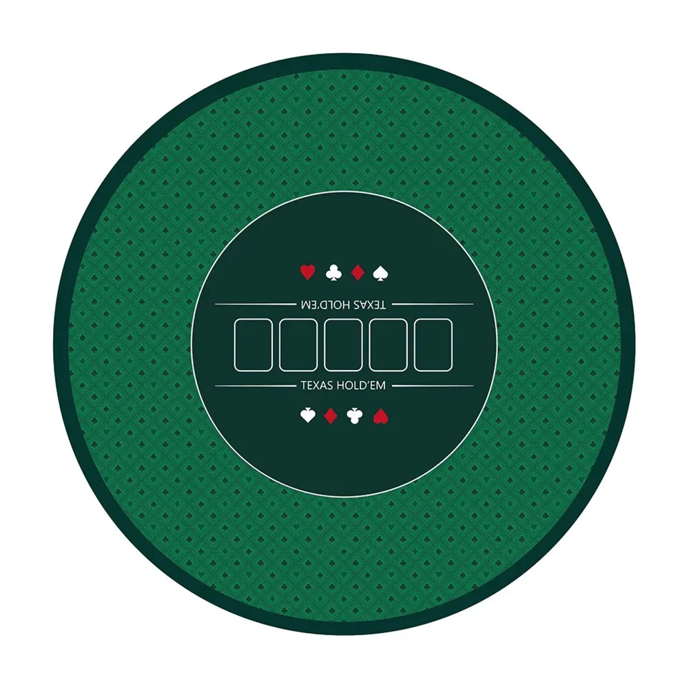 Thicken Casino Texas Hold'em Tablecloth Rubber Round Poker Game Mat Portable Poker Table Cover Mat for Home Entertainment