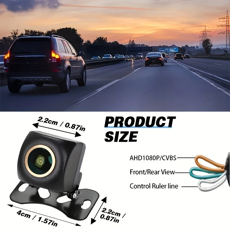 Fisheye 1080P Car Backup Camera with Full-Color Night Vision | AHD-1080P/CVBS Switchable | Fit for Front/Rear/Left/Right View