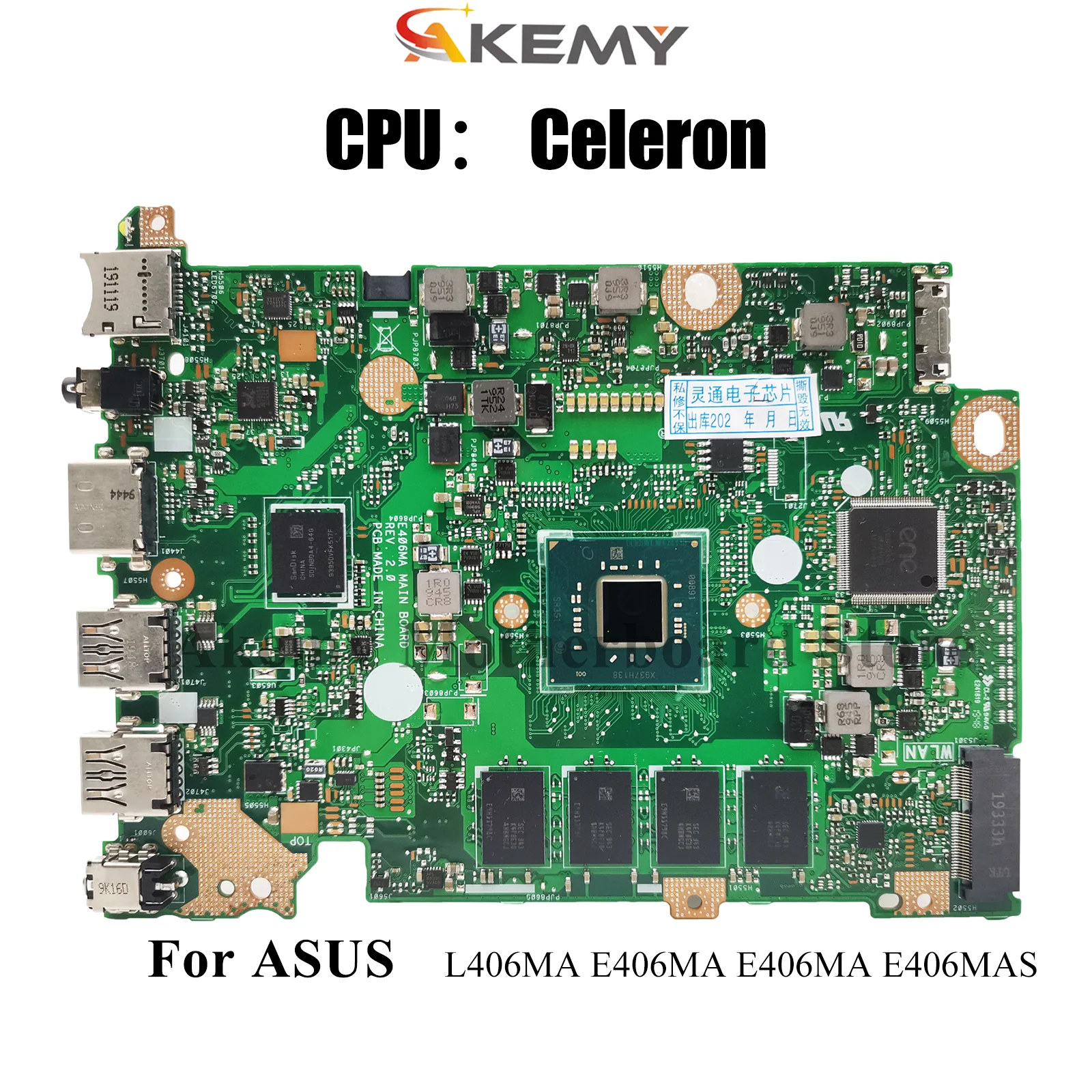 E406MA Laptop Motherboard For ASUS EeeBook E406MA E406M L406MA E406MAS Notebook Mainboard W/ Celeron CPU 100% tests OK fast ship