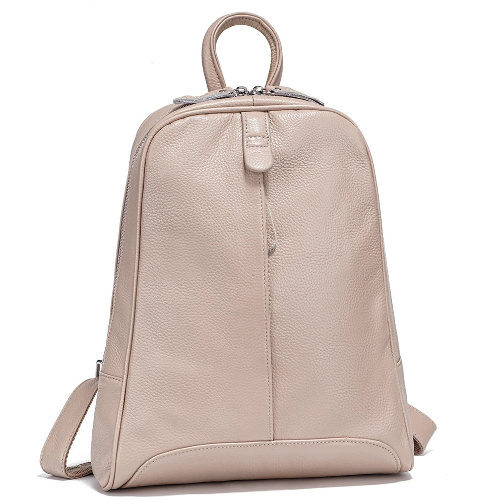 

Zency 100% Genuine Leather Women Stylish Apricot Color Backpack Travel Backpack Laptop Bags