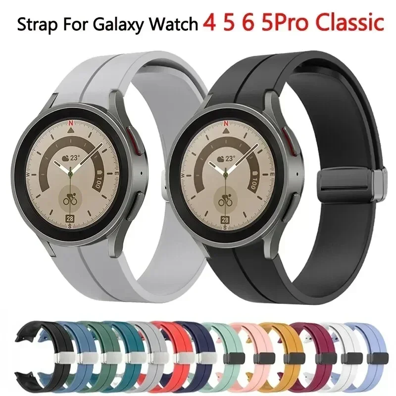 20mm Silikonarmband für Samsung Watch 7 FE 4 44mm 5 Pro 45mm 6 Classic Magnetverschluss-Armband Galaxy Watch 5 6 47mm