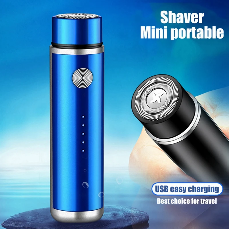 Mini Afeitadora eléctrica portátil para hombre, Afeitadora de barba lavable, Afeitadora facial recargable por USB para hombre