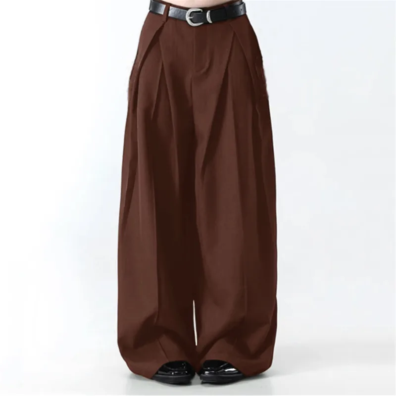 WVGA New Men's Spring Autumn Trendy Loose Fitting Stylish Straight Trousers Niche Chic Casual Slightly Wide-Leg Pants Ins W19147