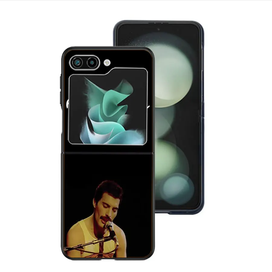 Rock Funky Freddie Mercury Queen Clear Phone Case For Samsung Z Flip 5 4 3 Galaxy Z Flip 6 5G Shockproof Hard Cover TPU PC Hard