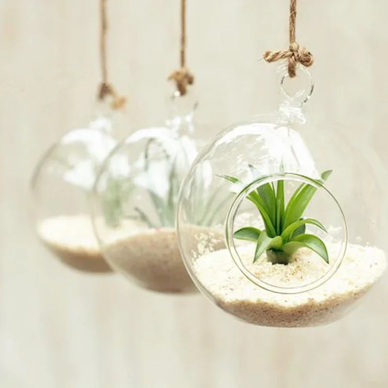 10Pcs 8cm Hanging Glass Candle Holders, Globe Glass Air Plant Terrarium Ball, Tealight Holder for Home Garden DIY Decor & Gifts