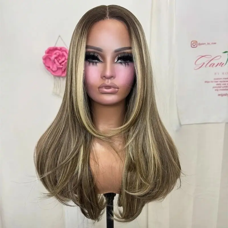 

Синтетический парик с HD-кружевной основой 13x4, омбре, блонд с коричневыми прядями, для женщин с белой и темной кожей, реалистичный вид, натуральная линия роста волос, предварительно проработанная линия роста волос.