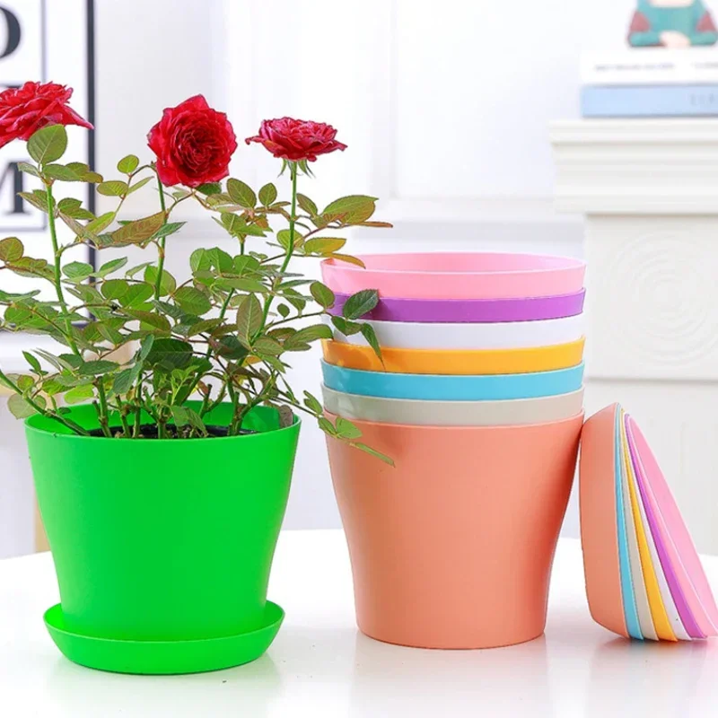 Flower Pot Round Planters Candy Color Succulents Plant Pot Office Desktop Balcony Home Garden Decoration Outdoor Potted 5 Sizes