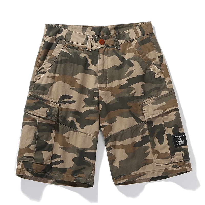 KSTUN 2026 Summer Men's Camo Shorts 100% Cotton Loose Fit Vintage Minimalist Cargo Casual Shorts Male Outdoor Camping Shorts