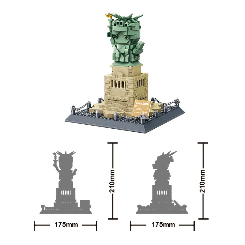 창의적인 뉴욕 빌딩 블록, 사랑스러운 미니 자유의 미국 건설 모델, 벽돌 건축 교육 완구