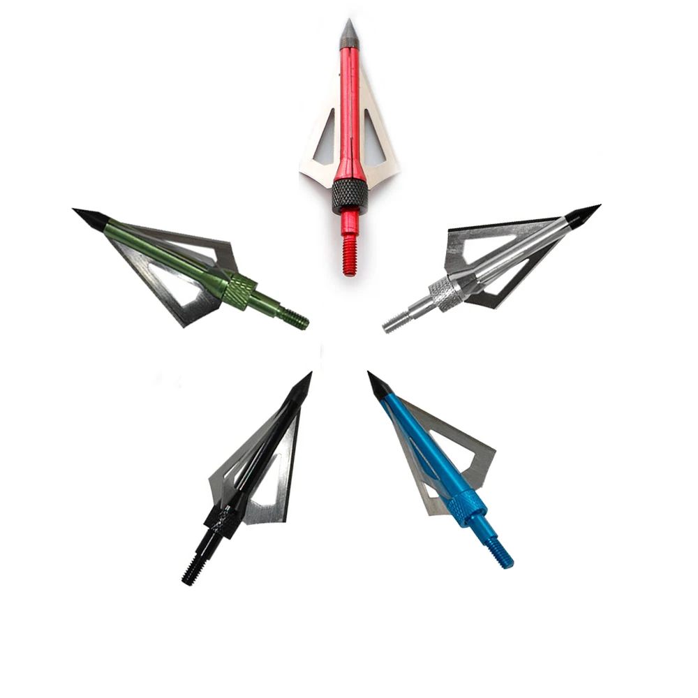 Caça Broadheads Tiro substituível Arrowheads, Arco e flecha Dicas, Ponto para Bow Composto e Crossbow, 100, 125Grain, 12pcs