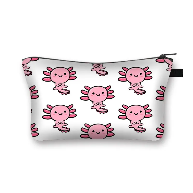 Cute Animal Sea Otters Axolotl / Ferret Pattern Cosmetic Bag Women Makeup Bags Zipper Cosmetic Cases Girl's Lipstick Holder Gift