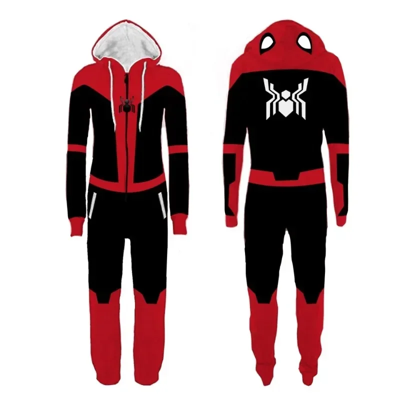 Spiderman Deadpool Jumpsuit Pajamas Cosplay Costume Halloween Carnival Party Cartoon Sleepwear Men Women Superheo Onesie