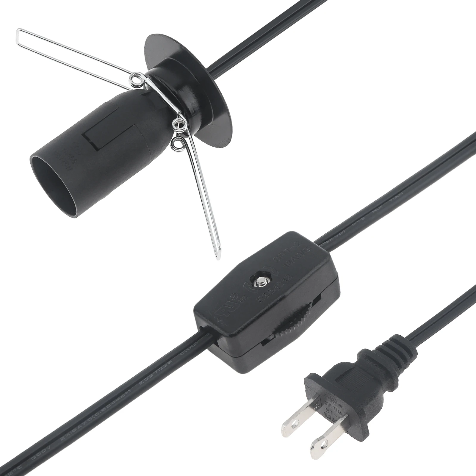 

1,8 м шнур соленой лампы 18AWG Сменный кабель питания для проводки с переключателем передач Держатель цоколя лампы Патрон для лампочек